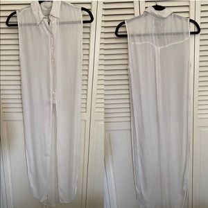 Sheer white sleeveless tunic